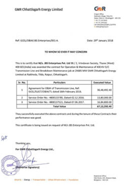 Completion Certificate GMR Tilda